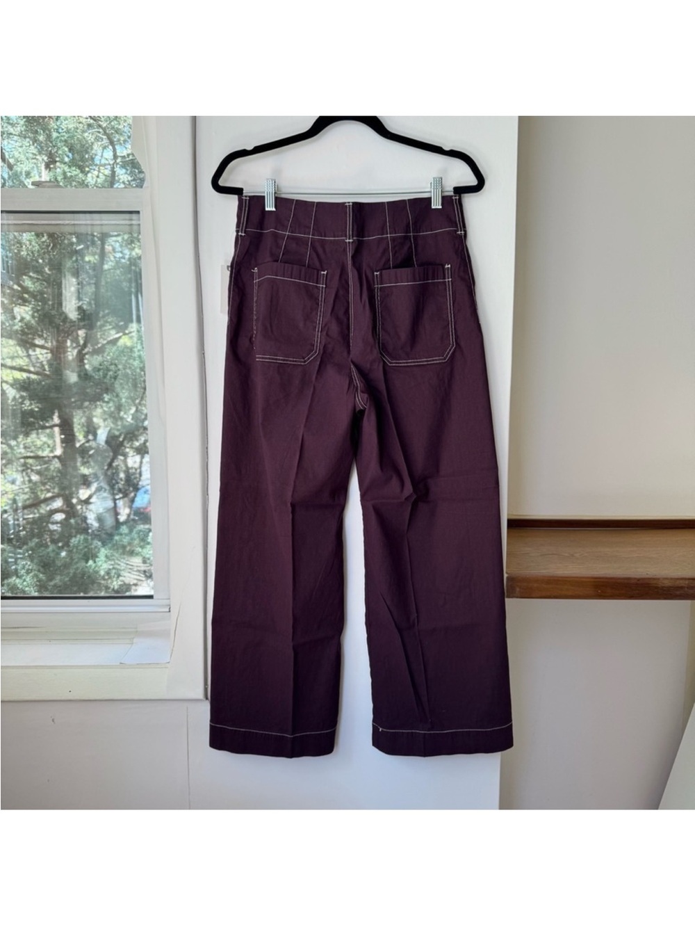 NWT Anthropologie The Colette Linen Wide-Leg Pants Contrast Brown Purple 31P - Picture 6 of 12